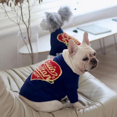 LV Navy Blue Knitted Sweater- India Pet Store