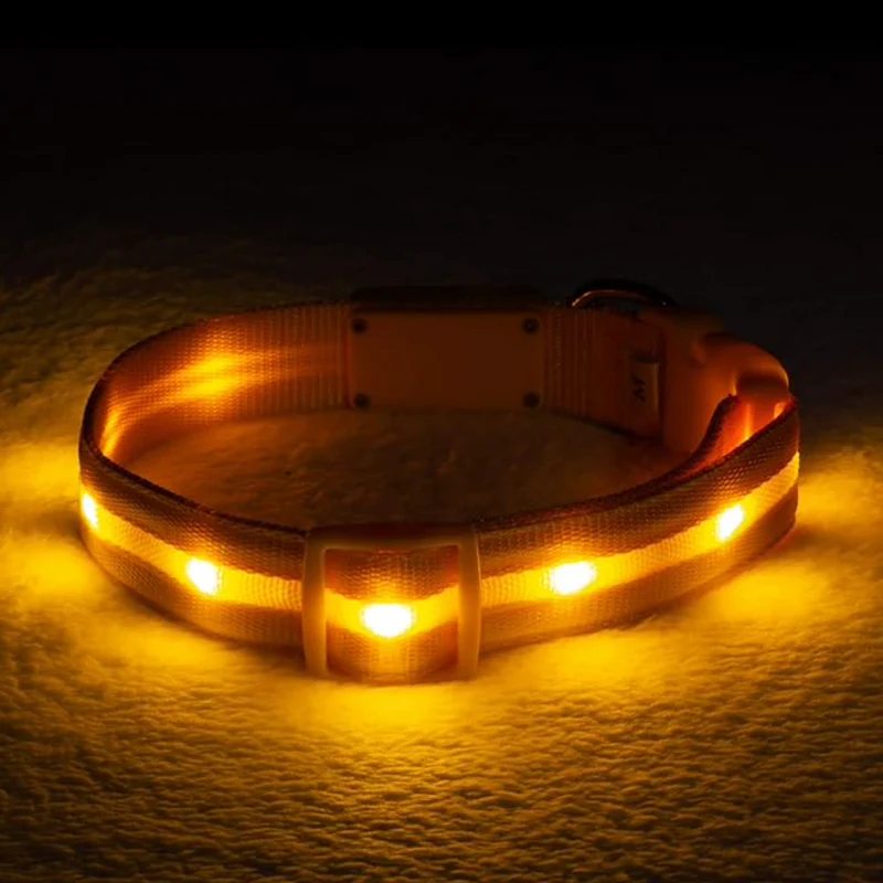 Nylon LED Safety Dog Collar yellow