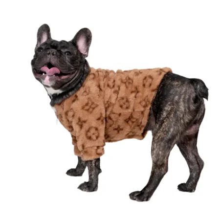 Premium LV Print Faux Fur Jacket- India Pet Store