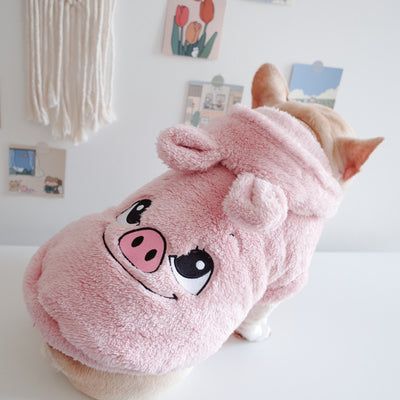 Pink Pig Faux Fur Hoodie for Pets|India Pet Store