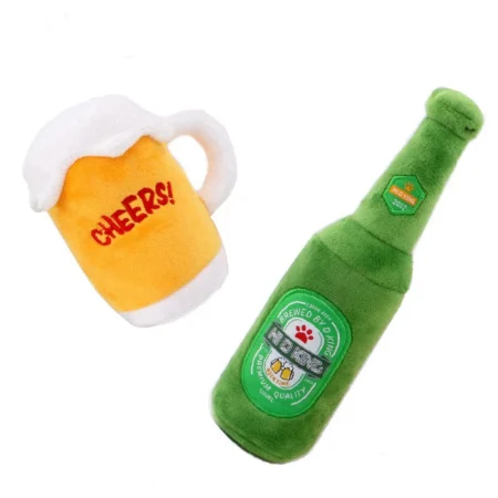 Beer Squeaky Plush Toy for Dogs – Fun Interactive Pet Toy | India Pet Store