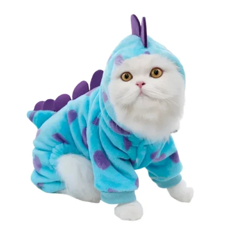 Blue Hooded Dino Jumpsuit for Dogs – Cute Pet Costume | India Pet Store